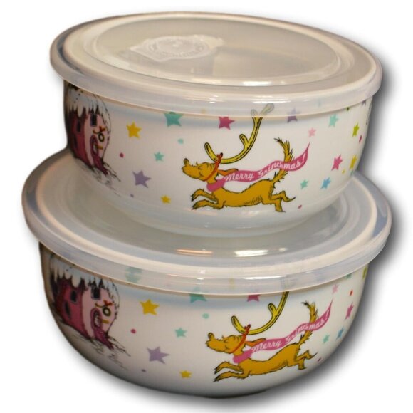 Dr Seuss The Grinch and Cindy Lou Who Christmas Storage Container Set x 2 - NEW - Picture 2 of 4